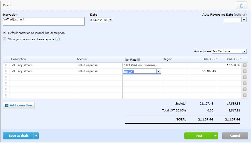 manual adjustments to vat – Xero Central