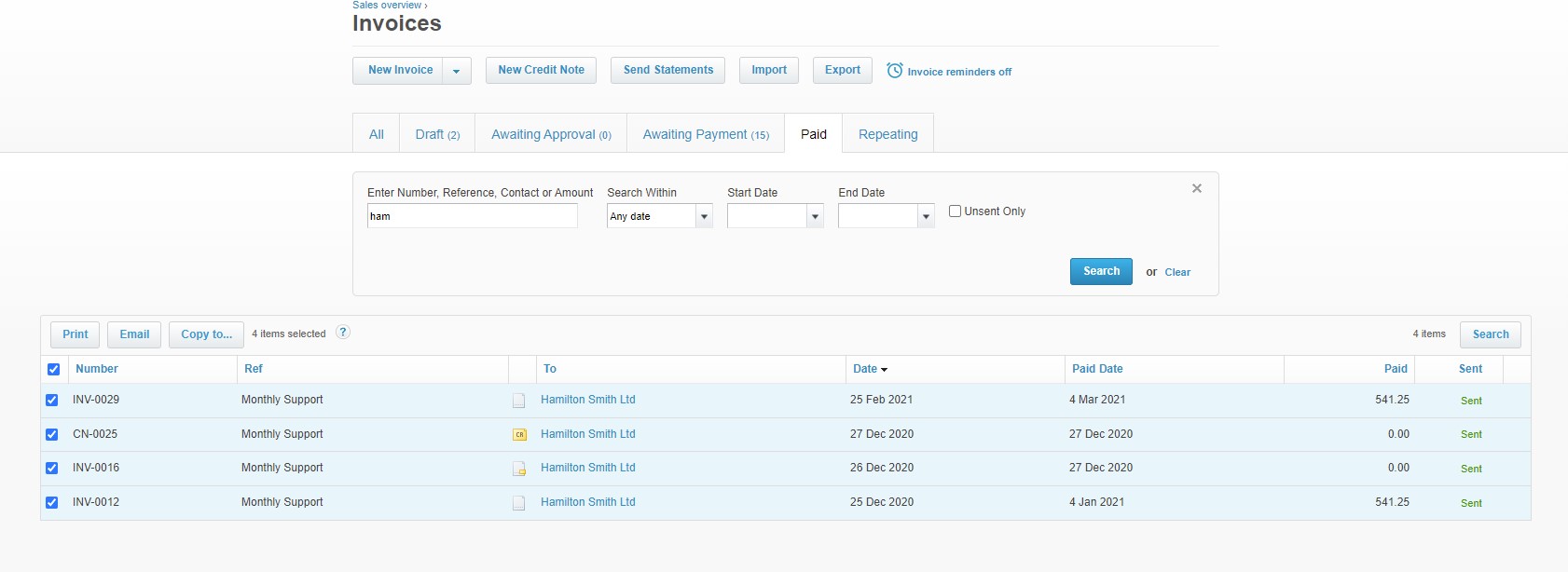 How do I print multiple invoices for a specific customer? – Xero Central